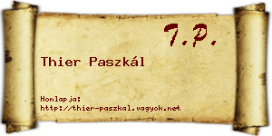 Thier Paszkál névjegykártya